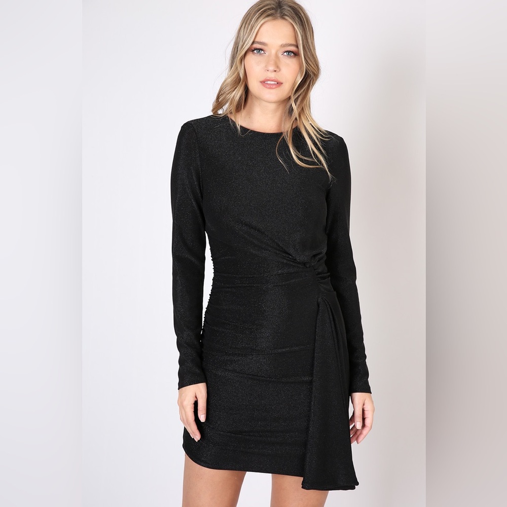 SHIRRING DETAIL OPEN BACK DRESS KNITTED DRESS